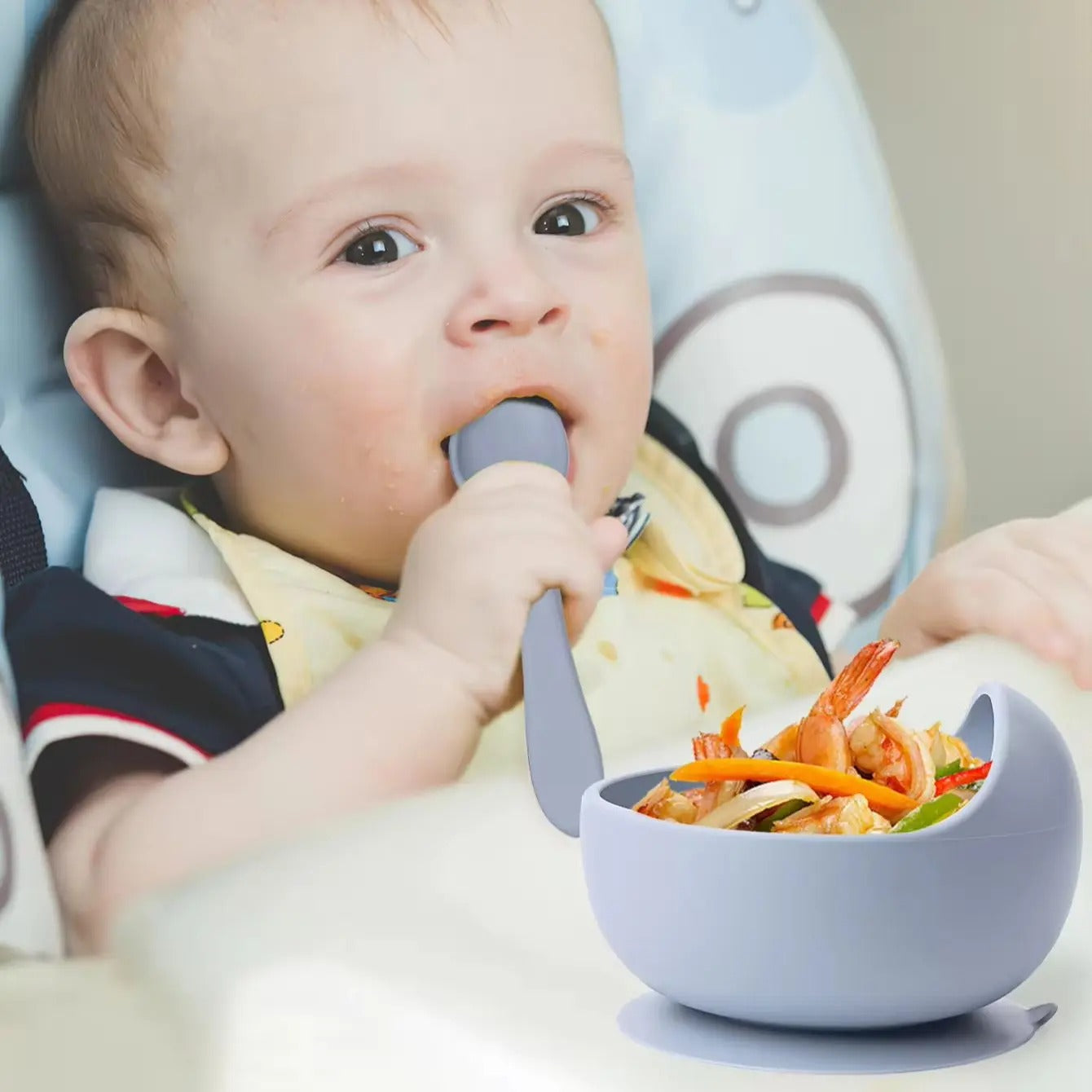 Blissybub™ Silicone Suction Bowl – No-Mess Feeding for Babies & Kids