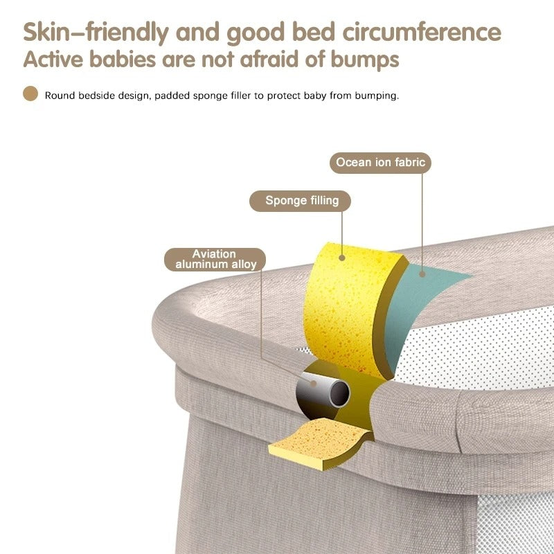 lissybub™ Portable Baby Crib Cradle – Safe, Cozy & Travel-Friendly Bed
